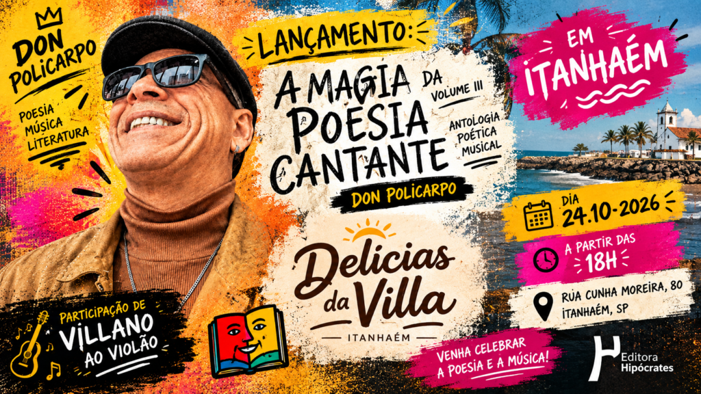 Depois da Bienal, Don Policarpo lança “A Magia da Poesia Cantante – Volume III” em Itanhaém