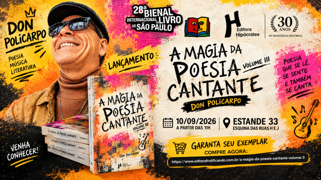 Don Policarpo lança “A Magia da Poesia Cantante – Volume III” na 28ª Bienal Internacional do Livro de São Paulo