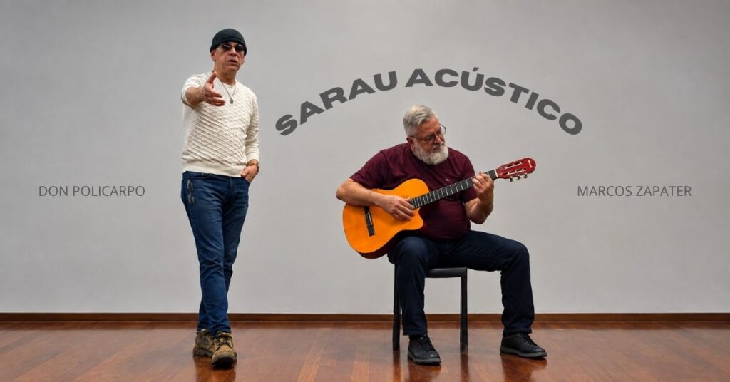 Don Policarpo e Marcos Zapater em “Não Chores Mais”, de Gilberto Gil no Sarau Acústico